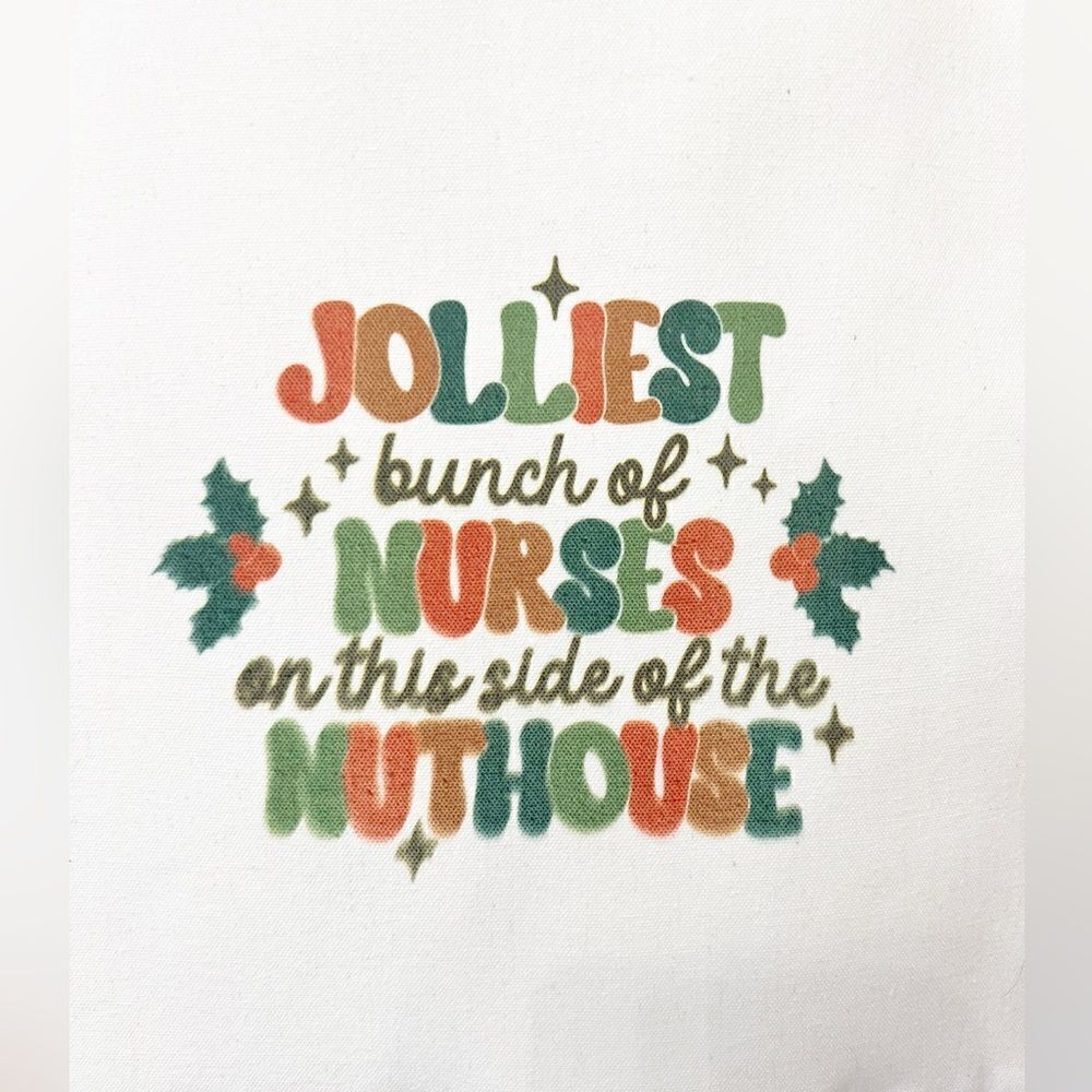 Funny Christmas nurse tote bag